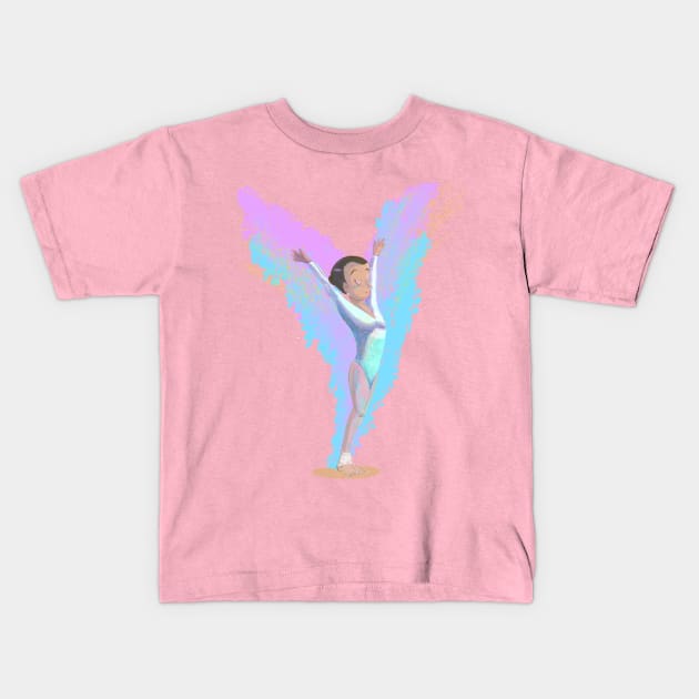 Olympic Games woman gymnast doing pose and spreading wings, artistic design Kids T-Shirt by angdelx art
